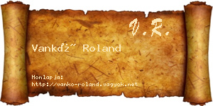 Vankó Roland névjegykártya